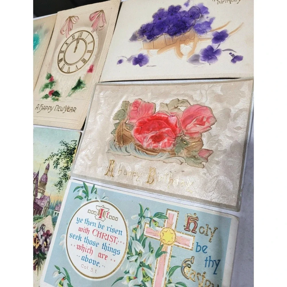 31 Vintage 3D Relief Embossed Postcards - Birthday,‎ Easter, Greetings - Used